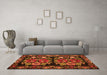Machine Washable Medallion Orange French Area Rugs in a Living Room, wshtr759org