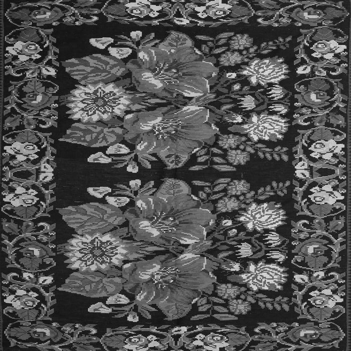 Round Machine Washable Medallion Gray French Rug, wshtr759gry