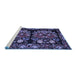 Sideview of Machine Washable Medallion Blue French Rug, wshtr759blu