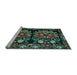 Sideview of Machine Washable Medallion Light Blue French Rug, wshtr759lblu