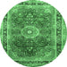 Round Medallion Emerald Green Traditional Rug, tr75emgrn