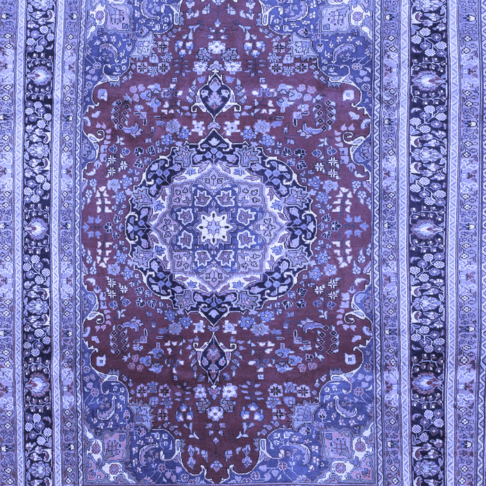 Machine Washable Medallion Blue Traditional Rug, wshtr75blu