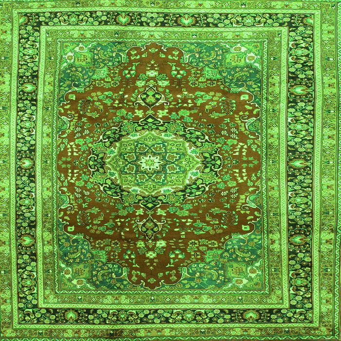 Serging Thickness of Medallion Green Traditional Rug, tr75grn