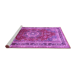 Sideview of Machine Washable Medallion Purple Traditional Area Rugs, wshtr75pur