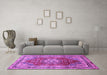 Machine Washable Medallion Purple Traditional Area Rugs in a Living Room, wshtr75pur