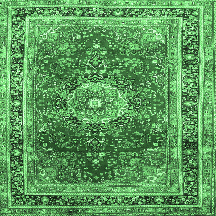 Square Medallion Emerald Green Traditional Rug, tr75emgrn