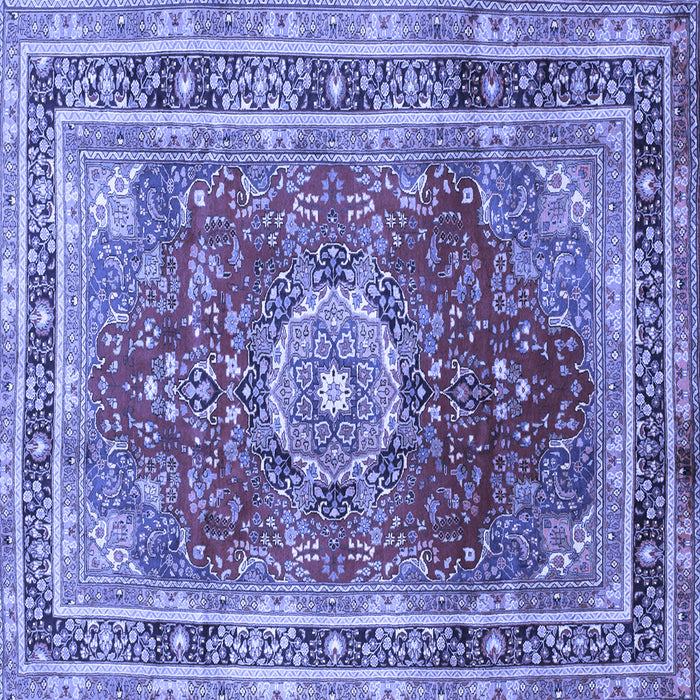 Square Machine Washable Medallion Blue Traditional Rug, wshtr75blu