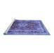 Sideview of Machine Washable Medallion Blue Traditional Rug, wshtr75blu