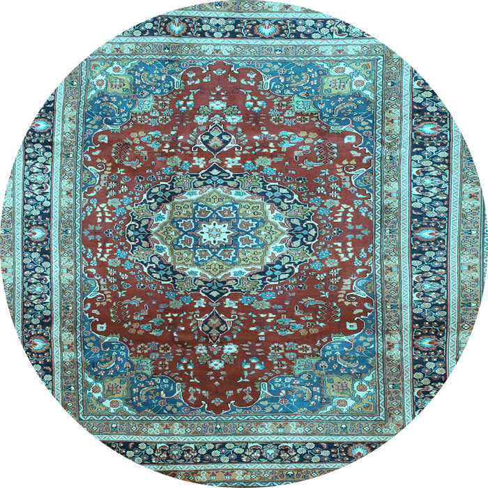 Round Medallion Light Blue Traditional Rug, tr75lblu