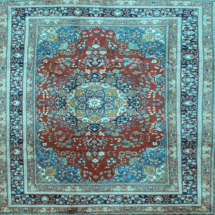 Square Medallion Light Blue Traditional Rug, tr75lblu