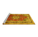 Sideview of Machine Washable Medallion Yellow Traditional Rug, wshtr75yw