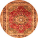 Square Medallion Orange Traditional Rug, tr75org