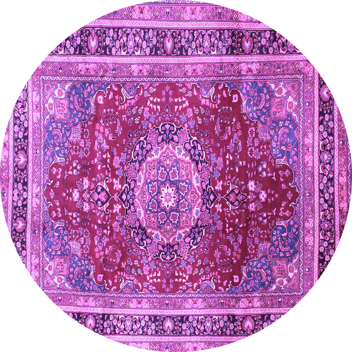 Round Medallion Purple Traditional Rug, tr75pur