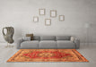 Machine Washable Medallion Orange Traditional Area Rugs in a Living Room, wshtr75org