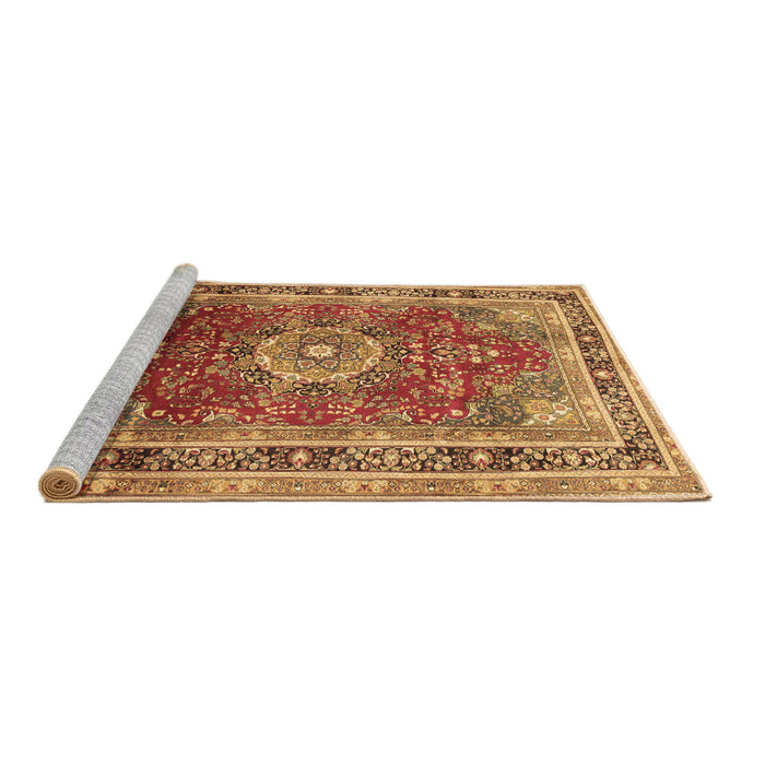 Sideview of Machine Washable Medallion Brown Traditional Rug, wshtr75brn