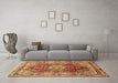 Machine Washable Medallion Brown Traditional Rug in a Living Room,, wshtr75brn