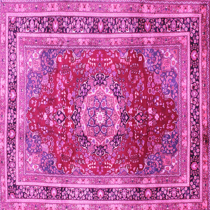 Square Machine Washable Medallion Pink Traditional Rug, wshtr75pnk