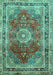 Machine Washable Medallion Turquoise Traditional Area Rugs, wshtr75turq