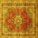 Square Medallion Yellow Traditional Rug, tr75yw