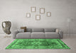 Machine Washable Medallion Emerald Green Traditional Area Rugs in a Living Room,, wshtr75emgrn