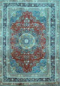 Medallion Light Blue Traditional Rug, tr75lblu