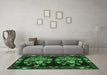 Machine Washable Medallion Emerald Green French Area Rugs in a Living Room,, wshtr760emgrn