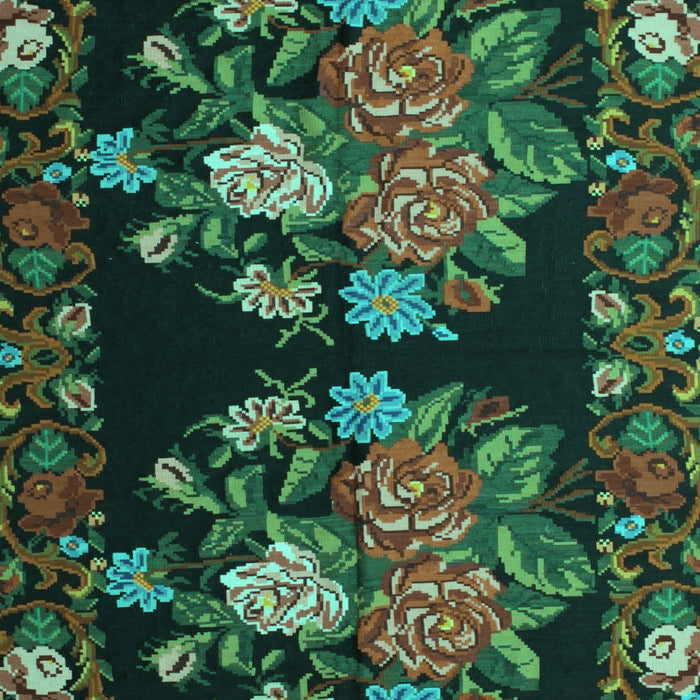 Machine Washable Medallion Turquoise French Area Rugs, wshtr760turq
