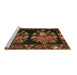 Sideview of Machine Washable Medallion Brown French Rug, wshtr760brn