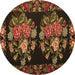 Round Medallion Brown French Rug, tr760brn