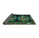 Sideview of Medallion Turquoise French Rug, tr760turq