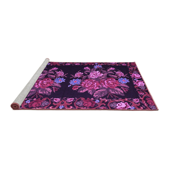 Sideview of Machine Washable Medallion Purple French Area Rugs, wshtr760pur