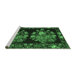 Sideview of Machine Washable Medallion Emerald Green French Area Rugs, wshtr760emgrn