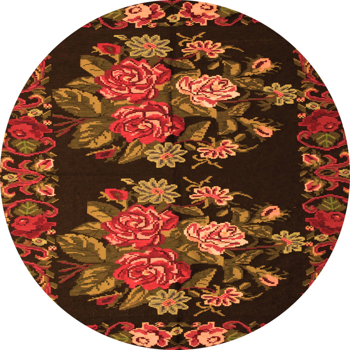 Machine Washable Medallion Orange French Area Rugs, wshtr760org