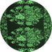 Round Medallion Emerald Green French Rug, tr760emgrn