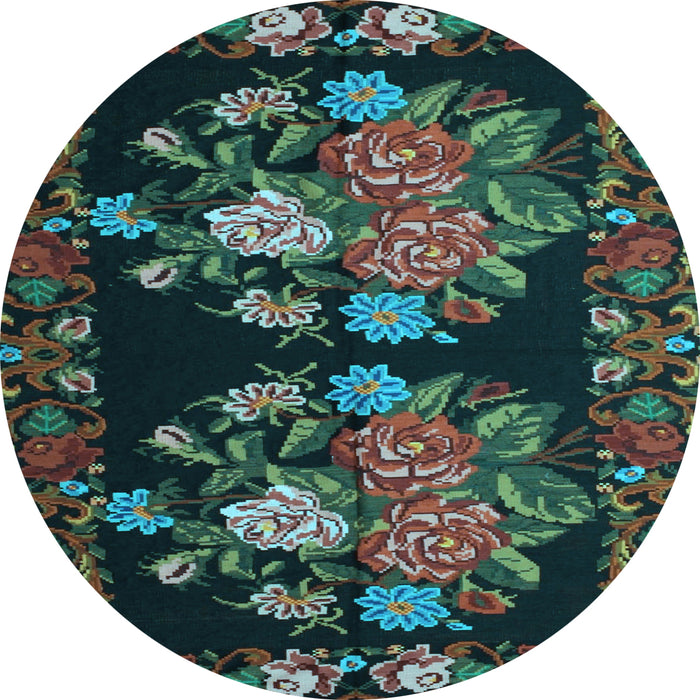 Round Medallion Light Blue French Rug, tr760lblu