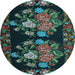 Round Medallion Light Blue French Rug, tr760lblu