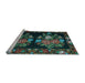 Sideview of Machine Washable Medallion Light Blue French Rug, wshtr760lblu