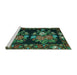 Sideview of Machine Washable Medallion Turquoise French Area Rugs, wshtr760turq