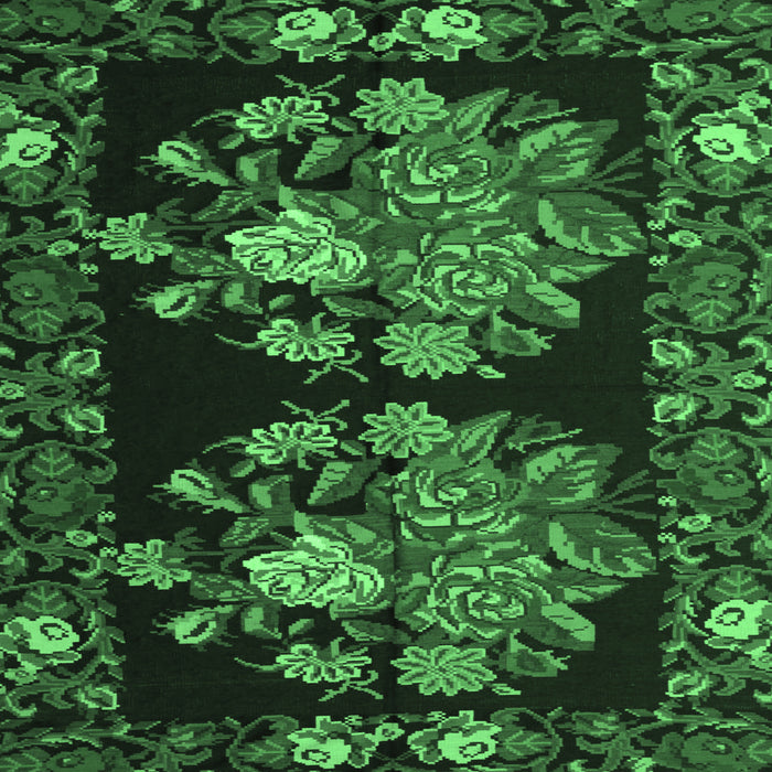 Square Machine Washable Medallion Emerald Green French Area Rugs, wshtr760emgrn