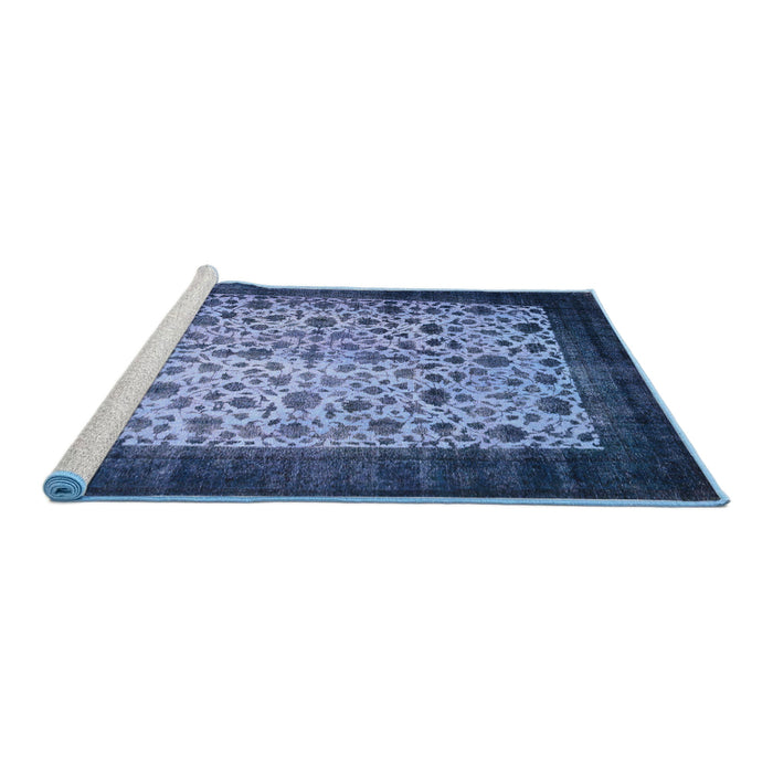 Sideview of Machine Washable Traditional Blue Rug, wshtr761