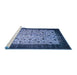 Sideview of Machine Washable Traditional Blue Rug, wshtr761