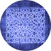 Round Machine Washable Persian Blue Bohemian Rug, wshtr761blu