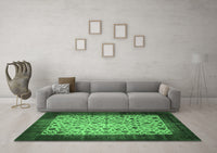 Machine Washable Persian Emerald Green Bohemian Rug, wshtr761emgrn