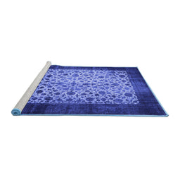 Sideview of Machine Washable Persian Blue Bohemian Rug, wshtr761blu