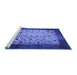 Sideview of Machine Washable Persian Blue Bohemian Rug, wshtr761blu