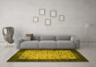 Machine Washable Persian Yellow Bohemian Rug in a Living Room, wshtr761yw