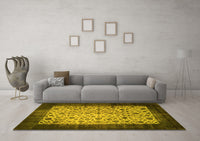 Machine Washable Persian Yellow Bohemian Rug, wshtr761yw