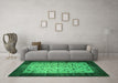 Machine Washable Persian Green Bohemian Area Rugs in a Living Room,, wshtr761grn