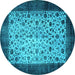 Round Persian Turquoise Bohemian Rug, tr761turq