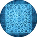 Round Machine Washable Persian Light Blue Bohemian Rug, wshtr761lblu